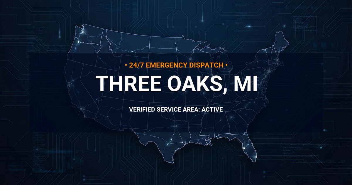 Emergency Plumbing Dispatch Map for Plumbing Services: Three Oaks, MI