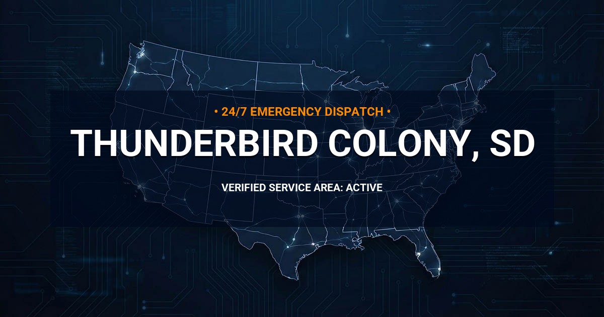 Emergency Plumbing Dispatch Map for Plumbing Services: Thunderbird Colony, SD