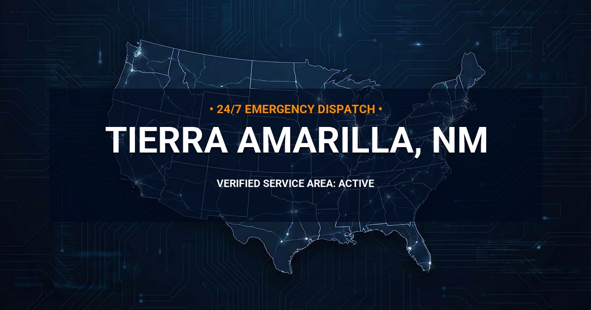 Emergency Plumbing Dispatch Map for Plumbing Services: Tierra Amarilla, NM