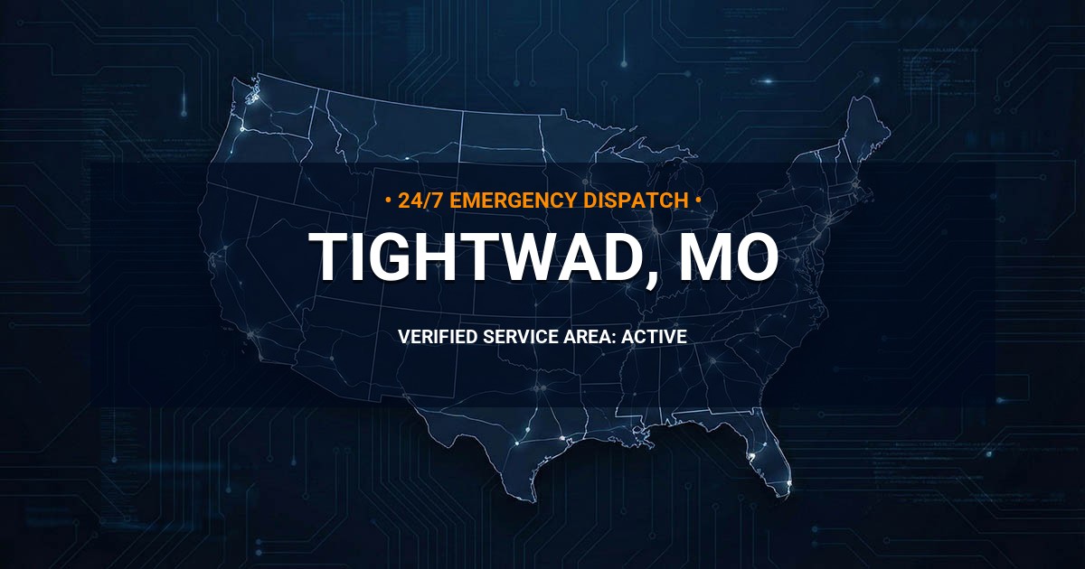 Emergency Plumbing Dispatch Map for Plumbing Services: Tightwad, MO