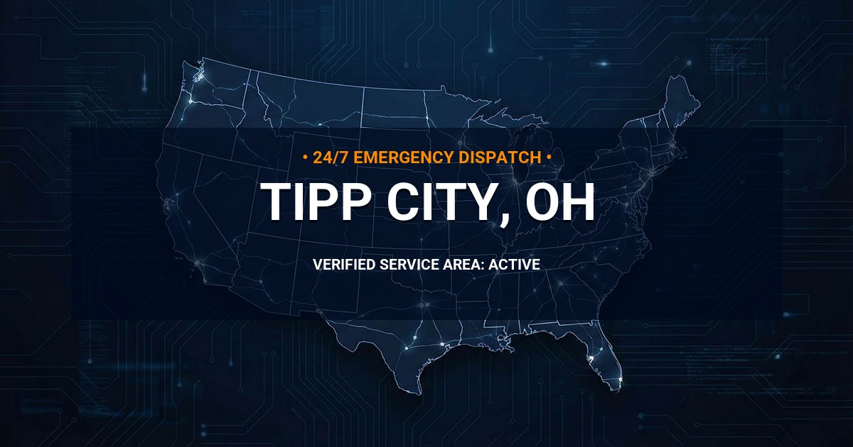 Emergency Plumbing Dispatch Map for Plumbing Services: Tipp City, OH