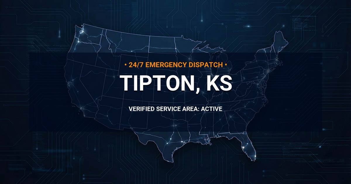 Emergency Plumbing Dispatch Map for Plumbing Services: Tipton, KS