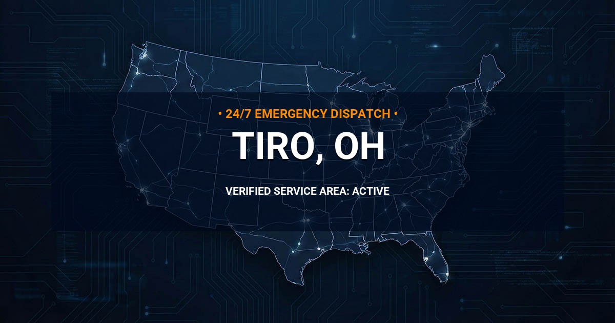 Emergency Plumbing Dispatch Map for Plumbing Services: Tiro, OH