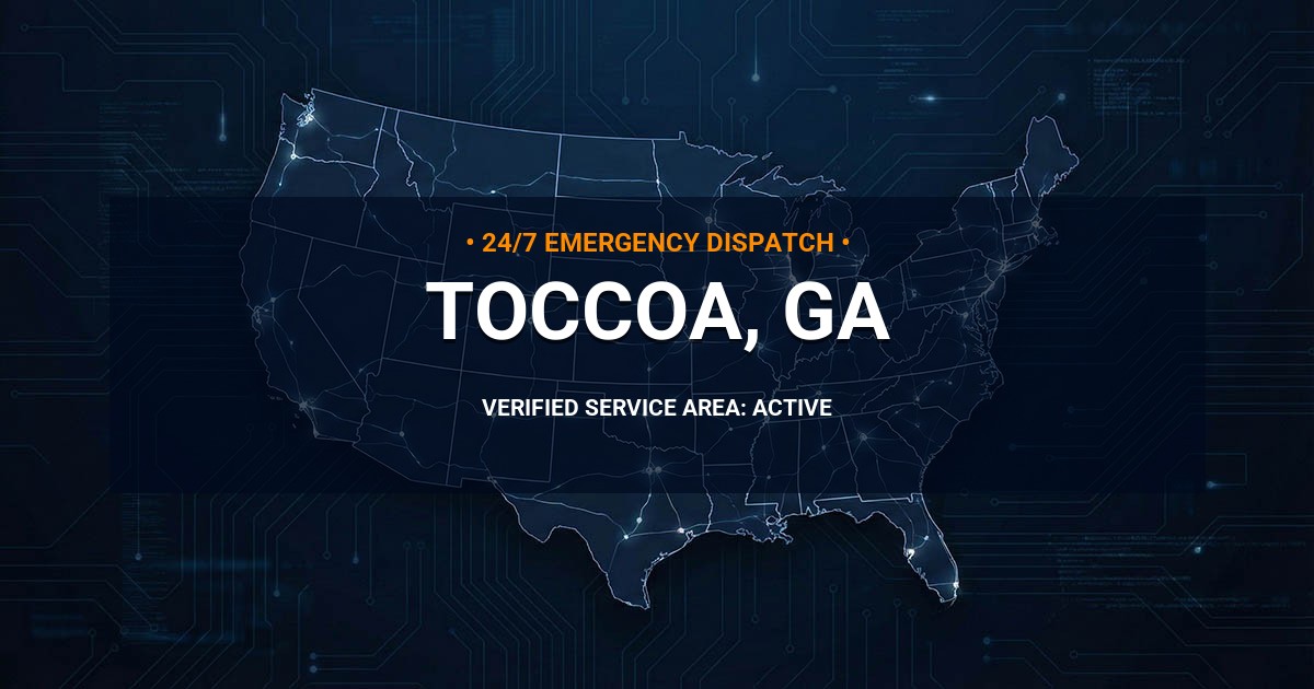 Emergency Plumbing Dispatch Map for Plumbing Services: Toccoa, GA