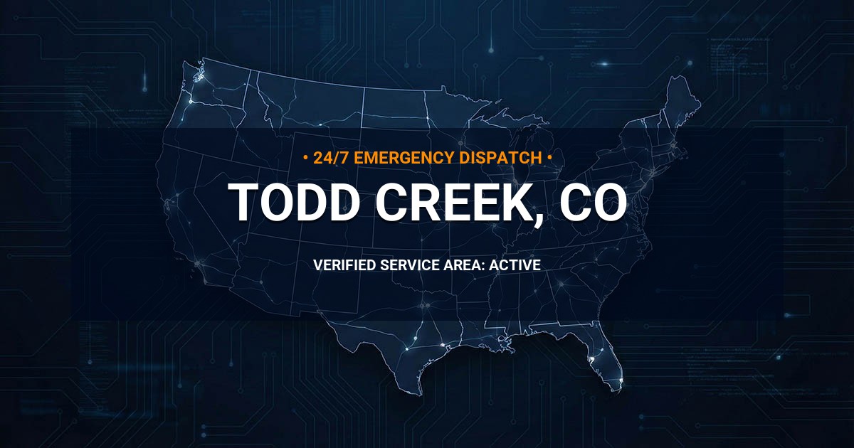 Emergency Plumbing Dispatch Map for Plumbing Services: Todd Creek, CO