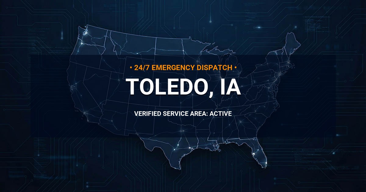Emergency Plumbing Dispatch Map for Plumbing Services: Toledo, IA