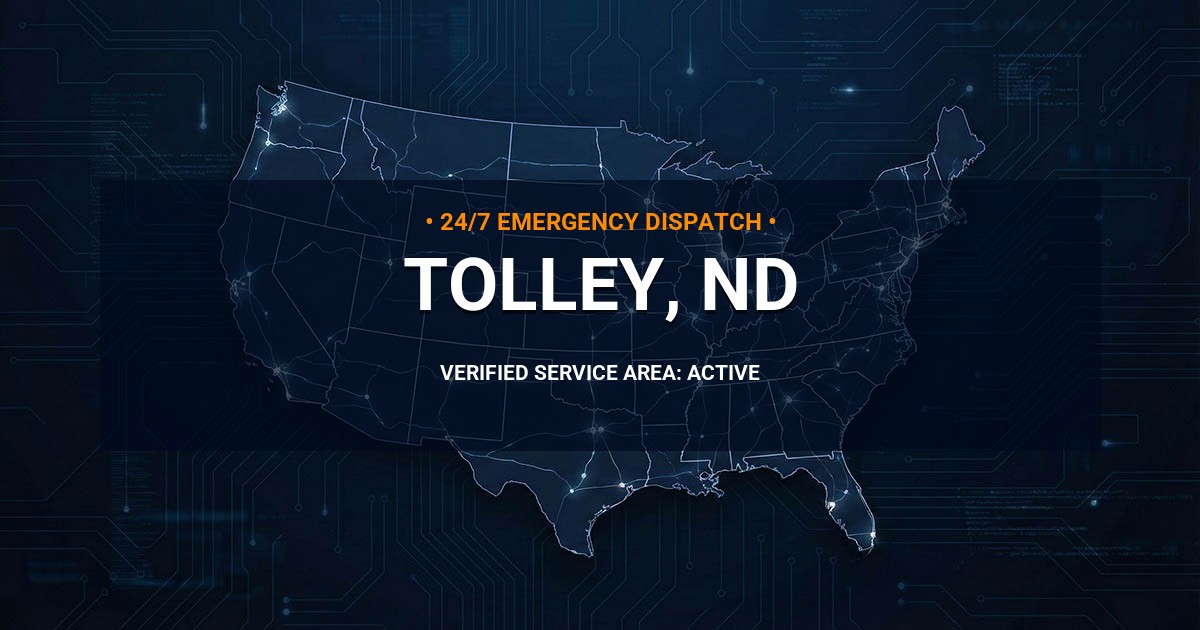 Emergency Plumbing Dispatch Map for Plumbing Services: Tolley, ND
