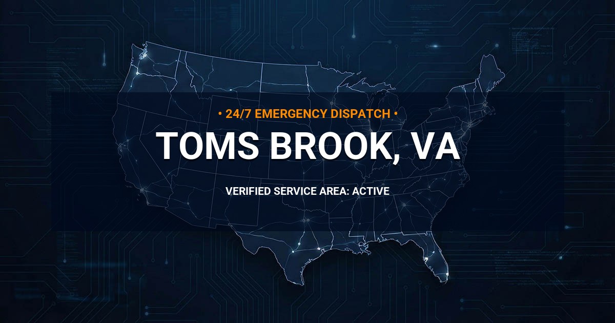 Emergency Plumbing Dispatch Map for Plumbing Services: Toms Brook, VA