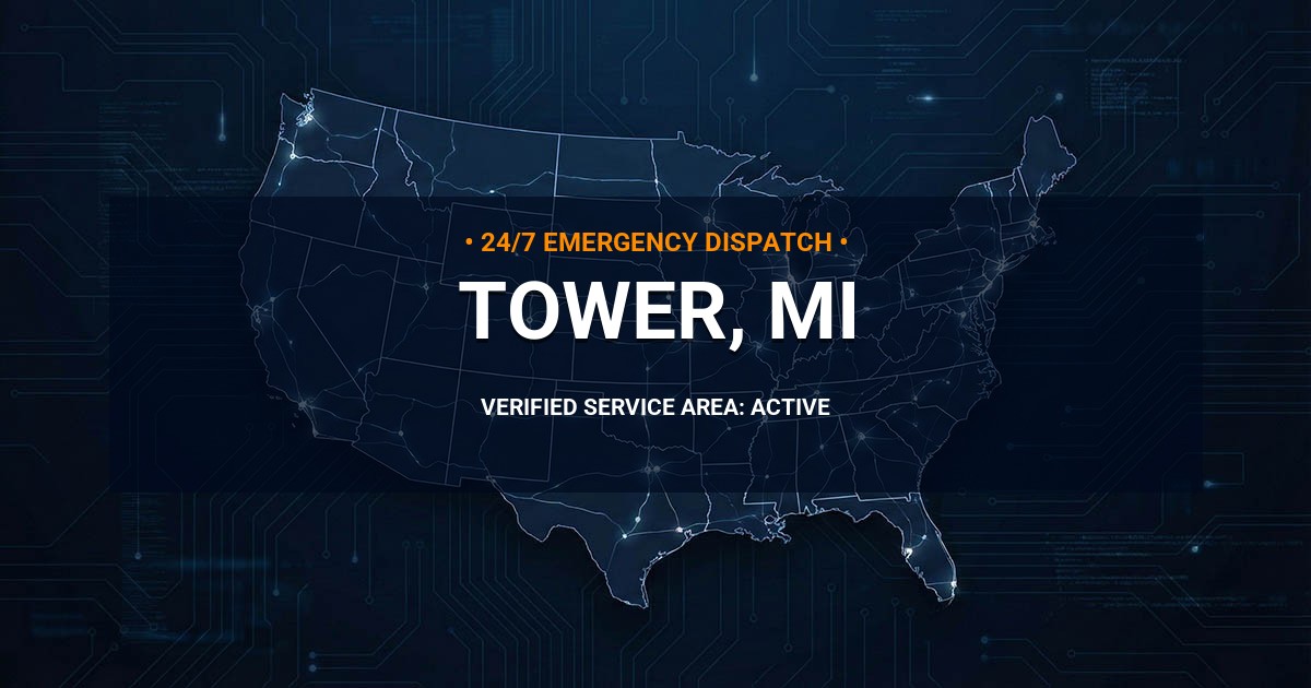 Emergency Plumbing Dispatch Map for Plumbing Services: Tower, MI