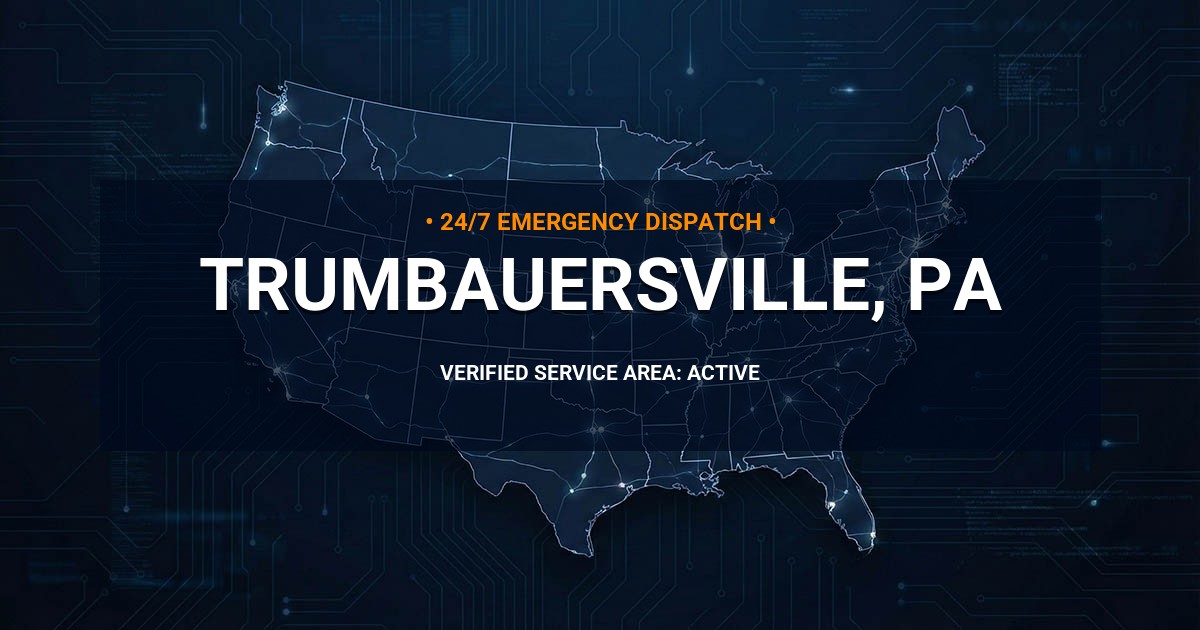 Emergency Plumbing Dispatch Map for Plumbing Services: Trumbauersville, PA