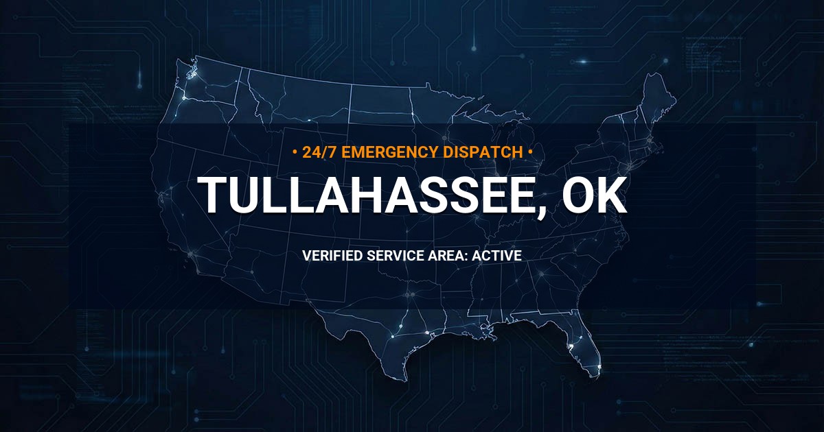 Emergency Plumbing Dispatch Map for Plumbing Services: Tullahassee, OK