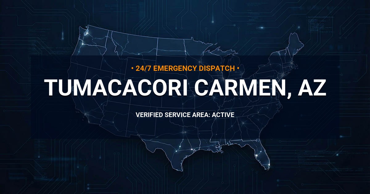 Emergency Plumbing Dispatch Map for Plumbing Services: Tumacacori-Carmen, AZ