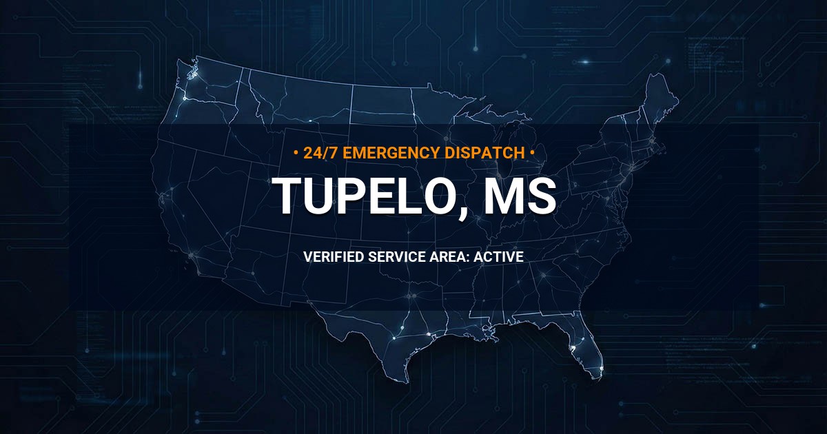 Emergency Plumbing Dispatch Map for Plumbing Services: Tupelo, MS