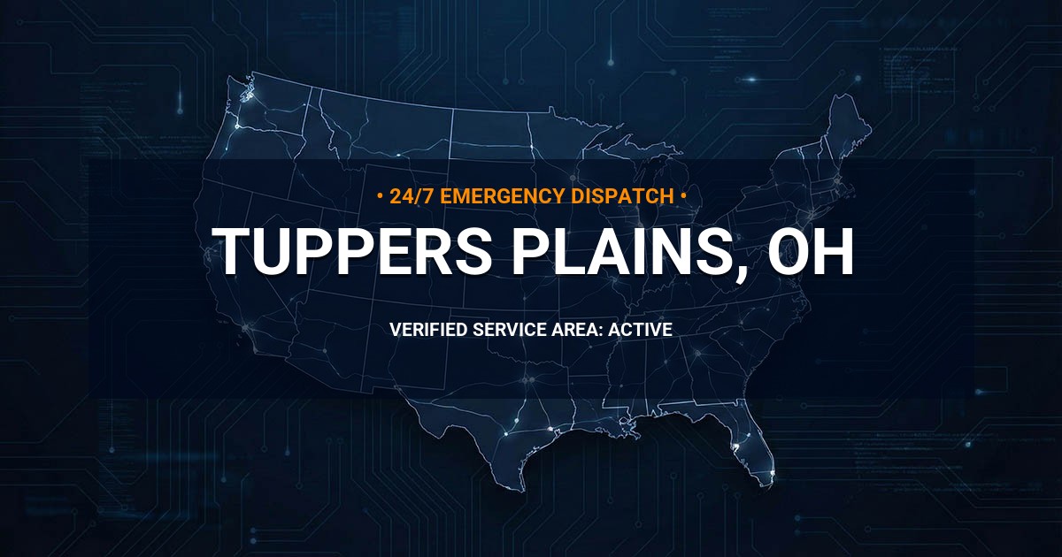 Emergency Plumbing Dispatch Map for Plumbing Services: Tuppers Plains, OH