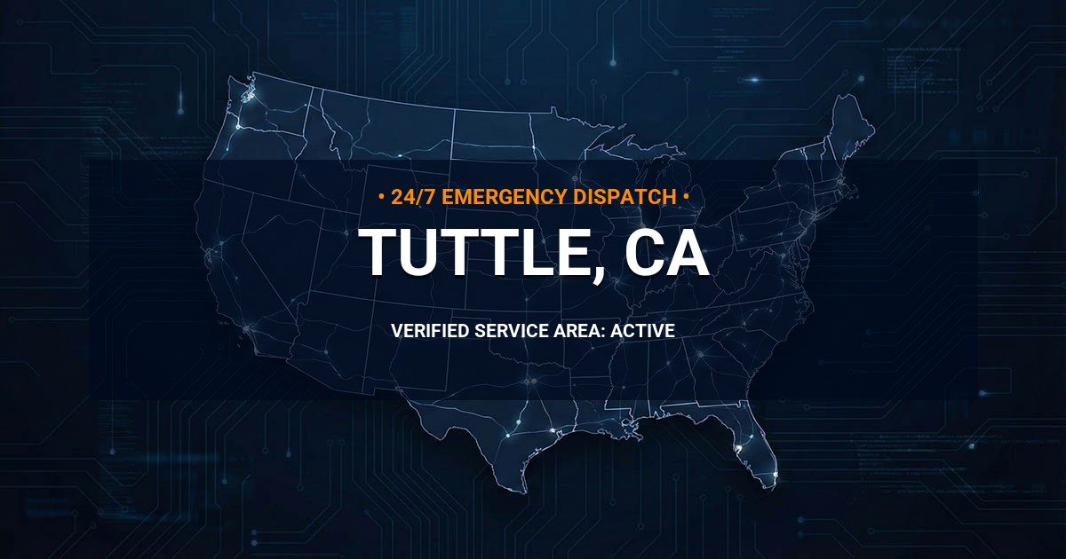 Emergency Plumbing Dispatch Map for Plumbing Services: Tuttle, CA