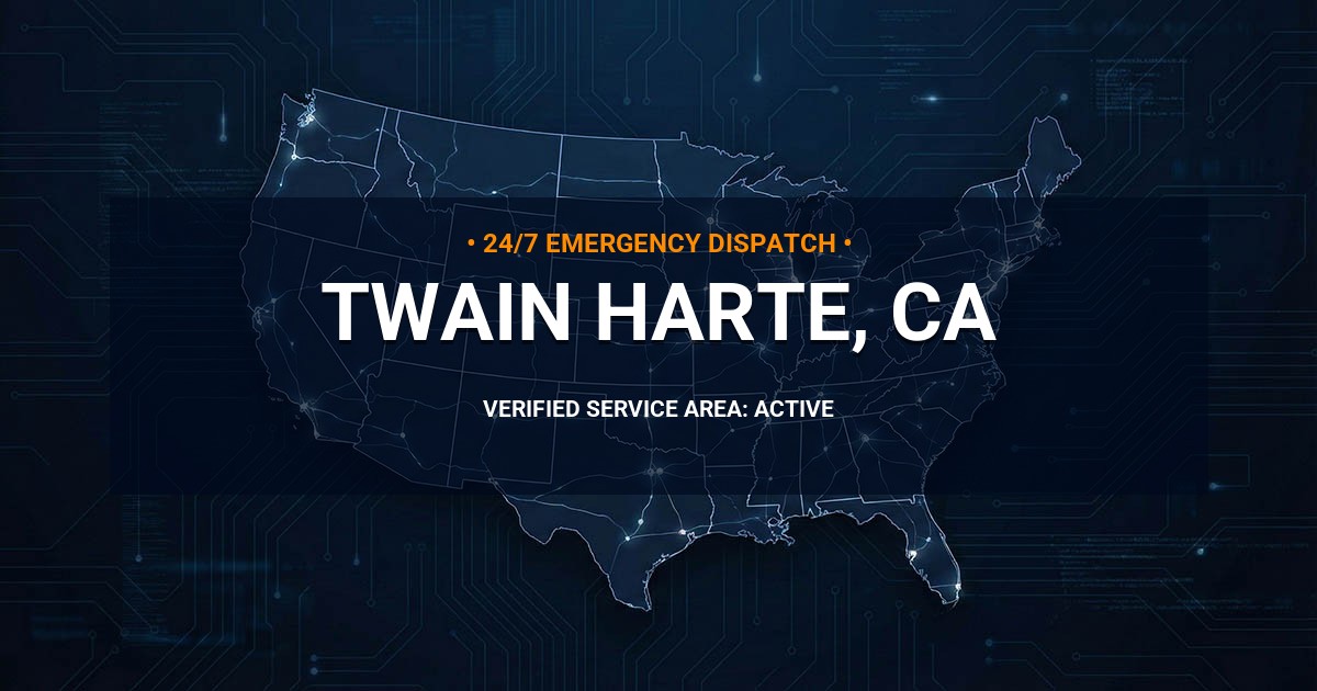 Emergency Plumbing Dispatch Map for Plumbing Services: Twain Harte, CA