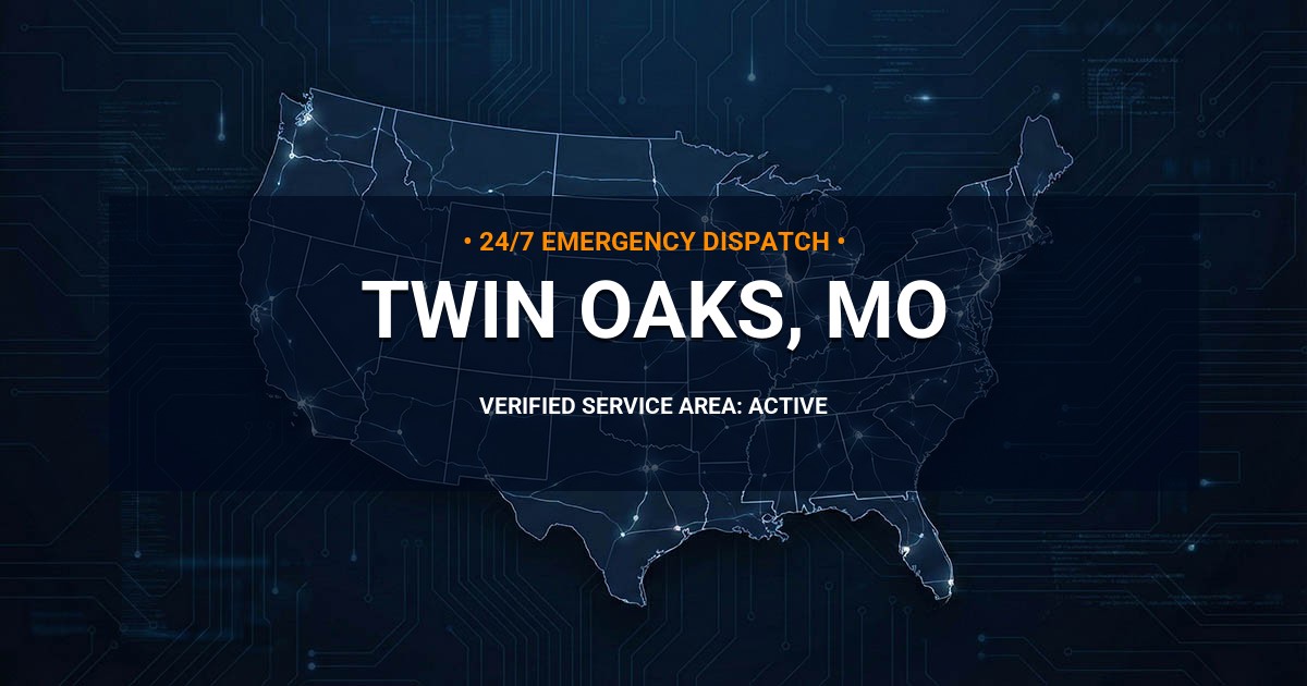 Emergency Plumbing Dispatch Map for Plumbing Services: Twin Oaks, MO