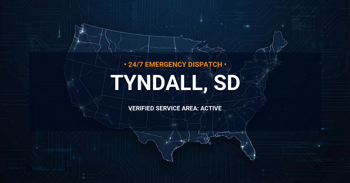 Emergency Plumbing Dispatch Map for Plumbing Services: Tyndall, SD