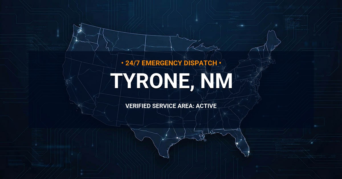 Emergency Plumbing Dispatch Map for Plumbing Services: Tyrone, NM