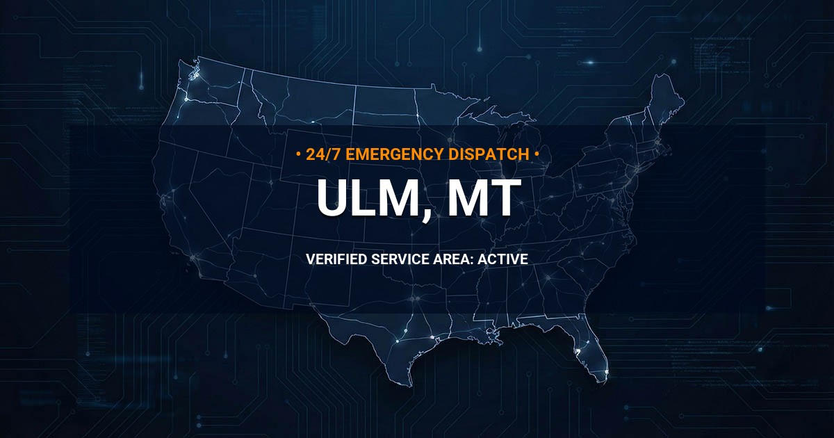 Emergency Plumbing Dispatch Map for Plumbing Services: Ulm, MT