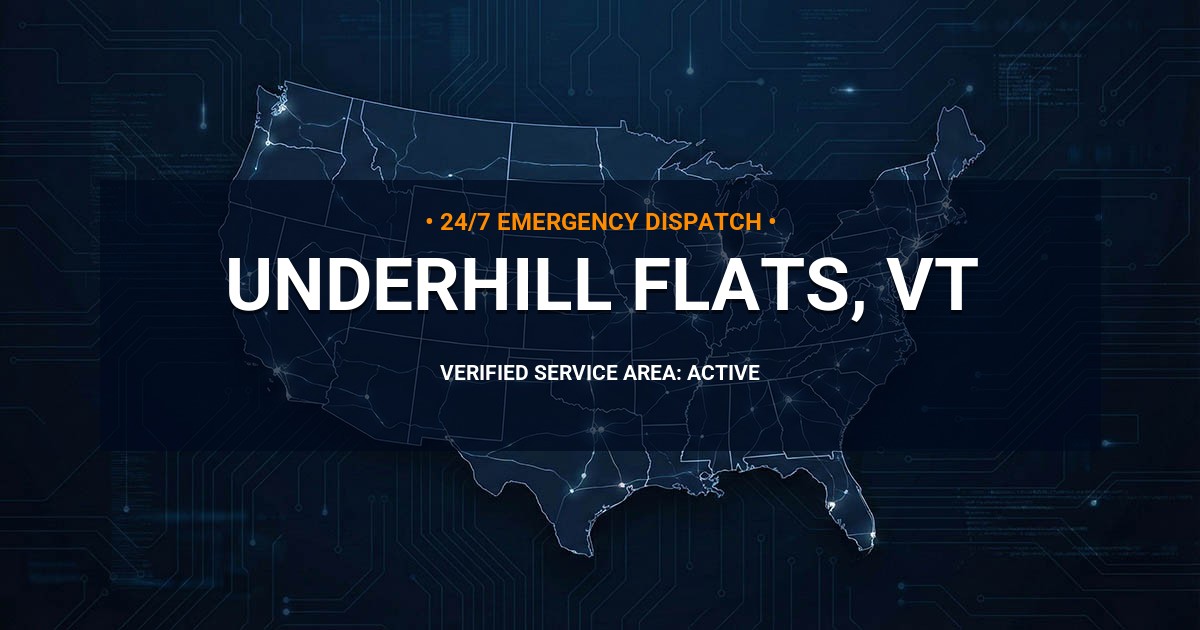 Emergency Plumbing Dispatch Map for Plumbing Services: Underhill Flats, VT