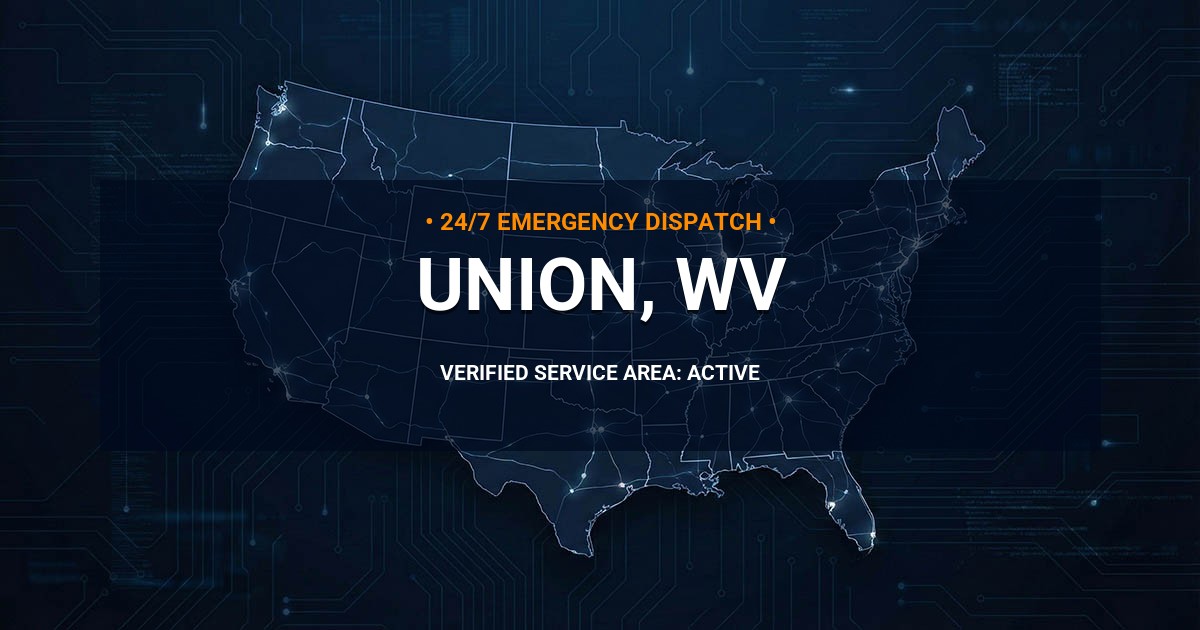 Emergency Plumbing Dispatch Map for Plumbing Services: Union, WV
