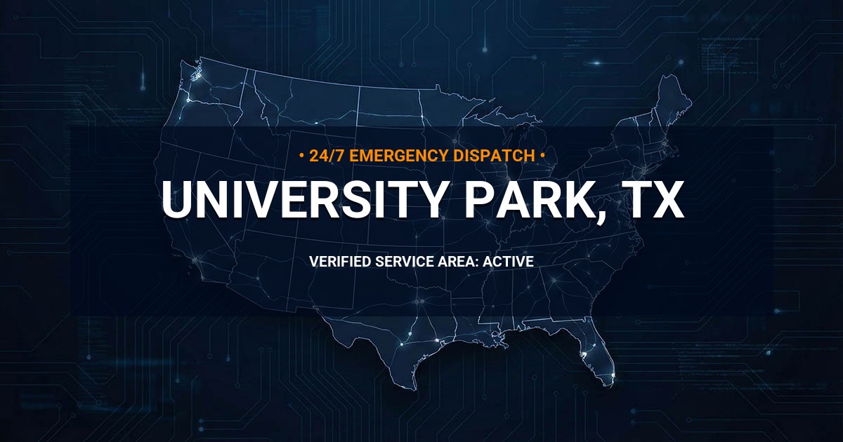 Emergency Plumbing Dispatch Map for Plumbing Services: University Park, TX