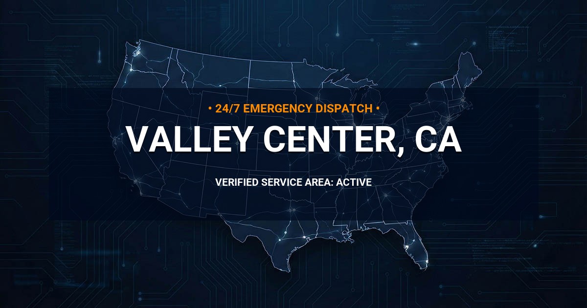 Emergency Plumbing Dispatch Map for Plumbing Services: Valley Center, CA