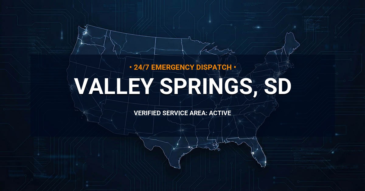 Emergency Plumbing Dispatch Map for Plumbing Services: Valley Springs, SD