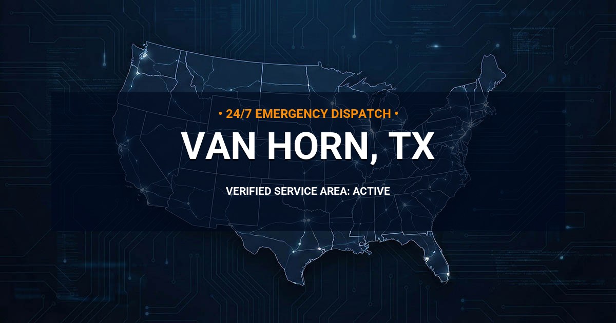 Emergency Plumbing Dispatch Map for Plumbing Services: Van Horn, TX