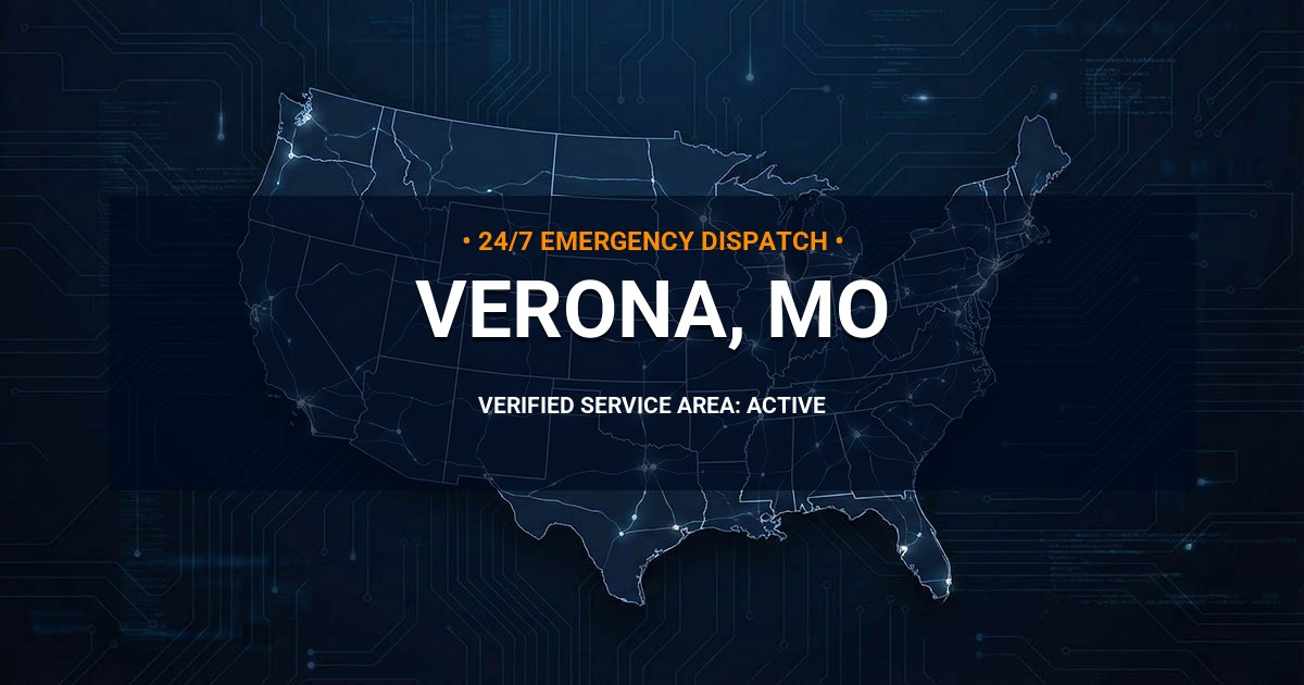 Emergency Plumbing Dispatch Map for Plumbing Services: Verona, MO