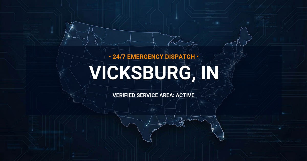 Emergency Plumbing Dispatch Map for Plumbing Services: Vicksburg, IN