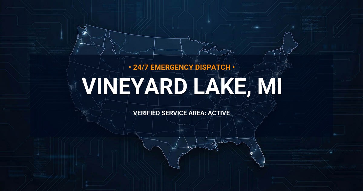 Emergency Plumbing Dispatch Map for Plumbing Services: Vineyard Lake, MI