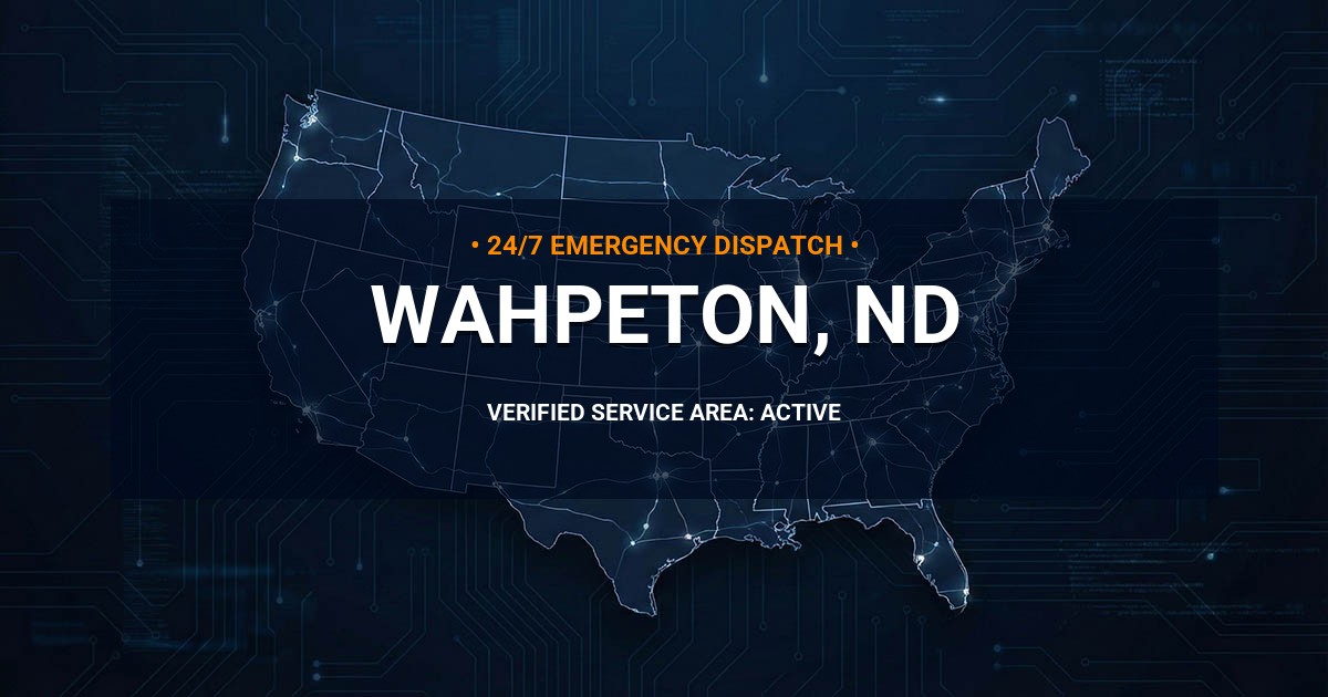 Emergency Plumbing Dispatch Map for Plumbing Services: Wahpeton, ND