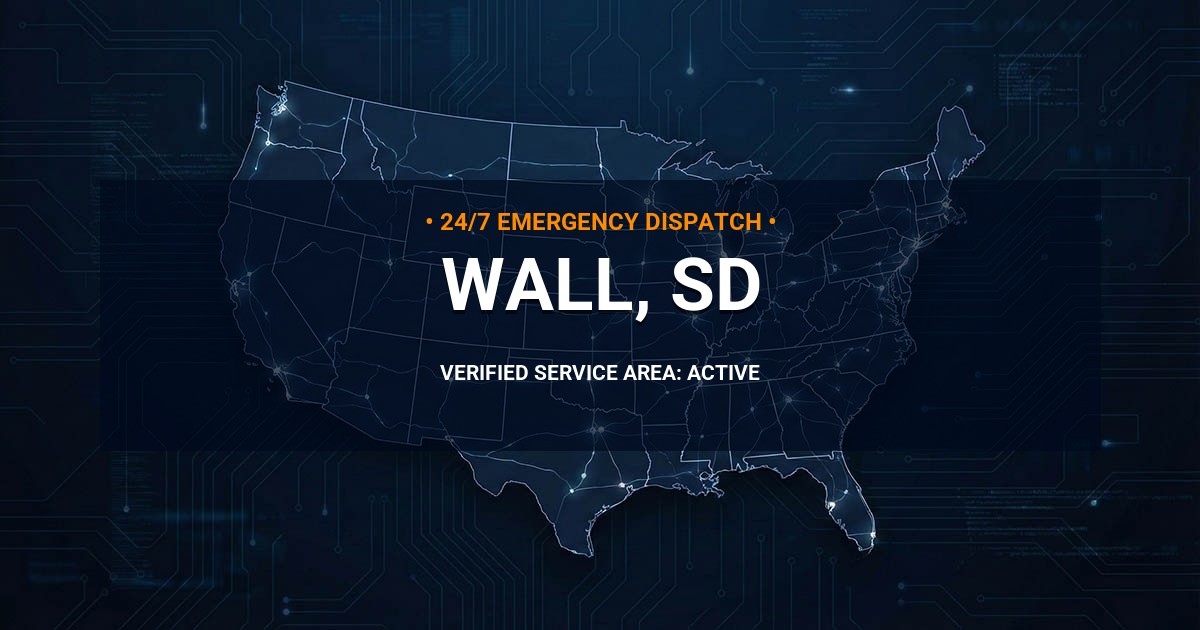 Emergency Plumbing Dispatch Map for Plumbing Services: Wall, SD