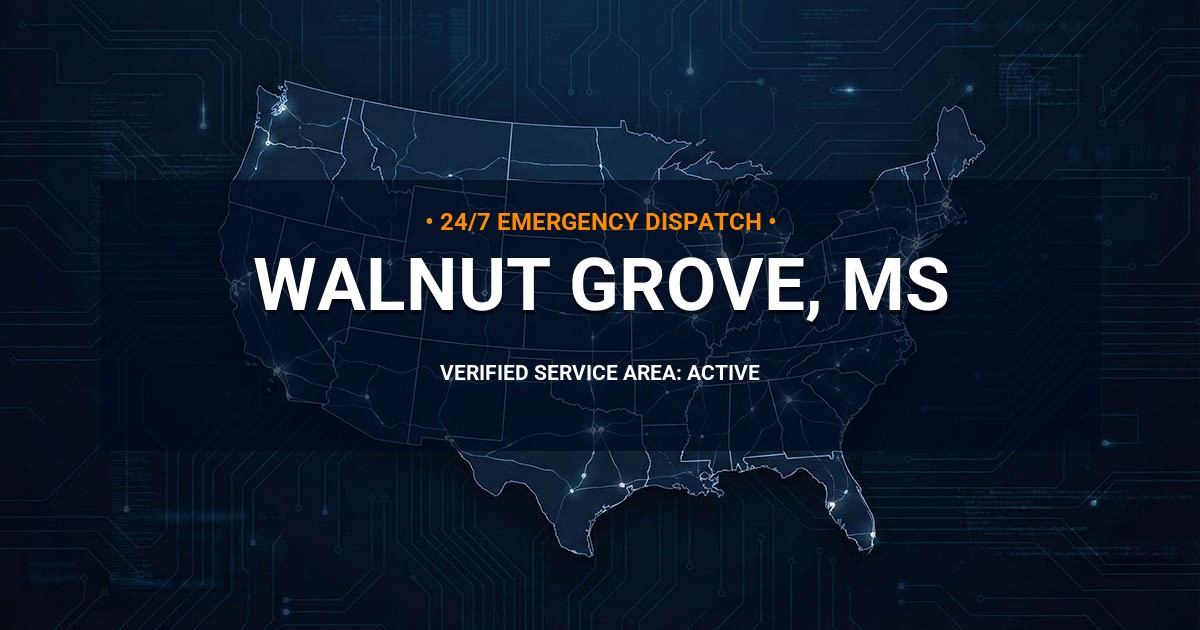 Emergency Plumbing Dispatch Map for Plumbing Services: Walnut Grove, MS