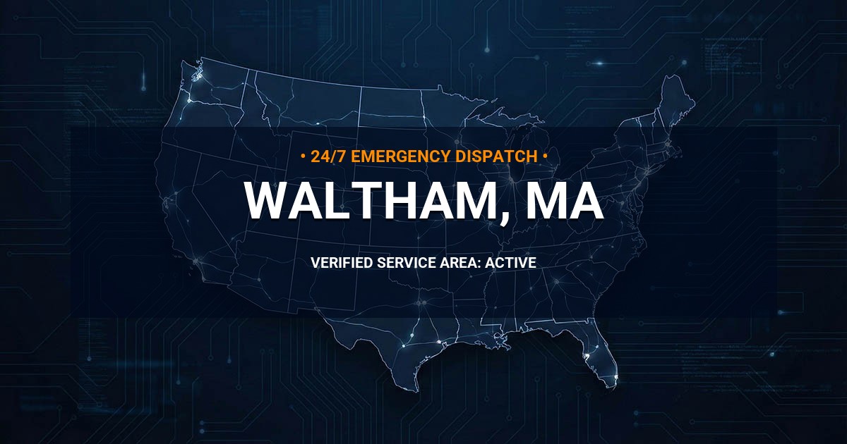 Emergency Plumbing Dispatch Map for Plumbing Services: Waltham, MA