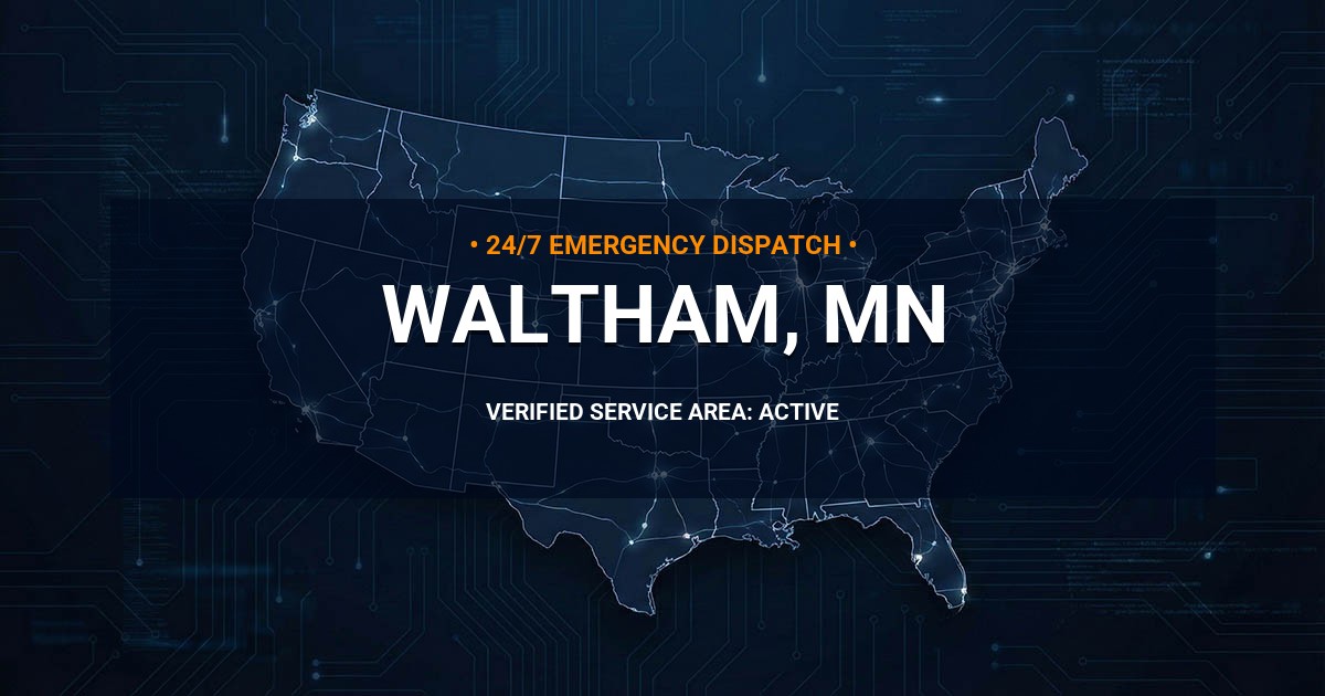 Emergency Plumbing Dispatch Map for Plumbing Services: Waltham, MN
