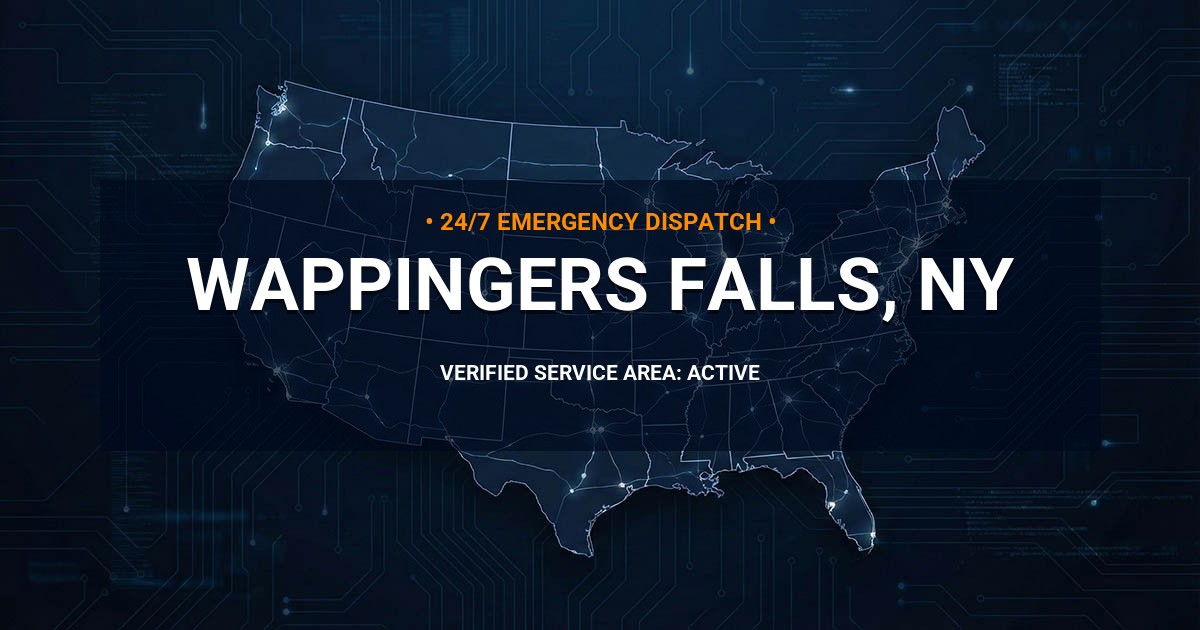 Emergency Plumbing Dispatch Map for Plumbing Services: Wappingers Falls, NY