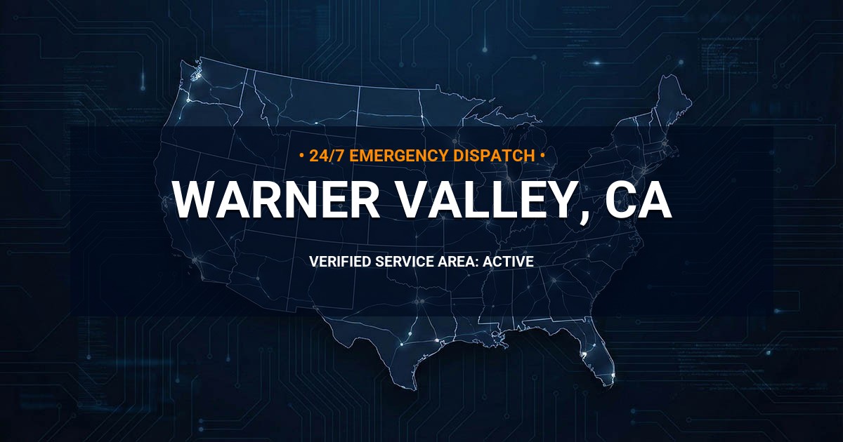 Emergency Plumbing Dispatch Map for Plumbing Services: Warner Valley, CA
