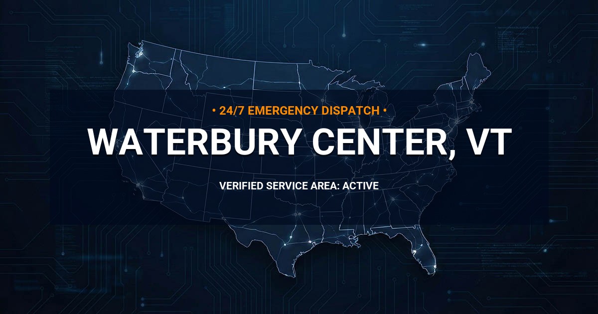 Emergency Plumbing Dispatch Map for Plumbing Services: Waterbury Center, VT