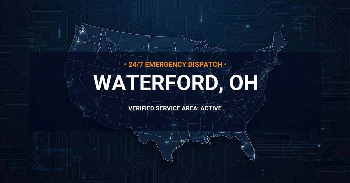 Emergency Plumbing Dispatch Map for Plumbing Services: Waterford, OH
