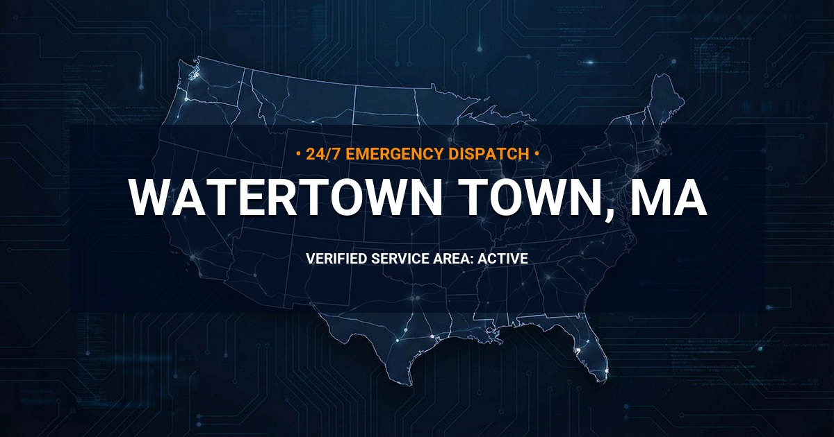 Emergency Plumbing Dispatch Map for Plumbing Services: Watertown Town, MA