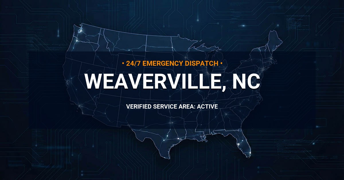 Emergency Plumbing Dispatch Map for Plumbing Services: Weaverville, NC