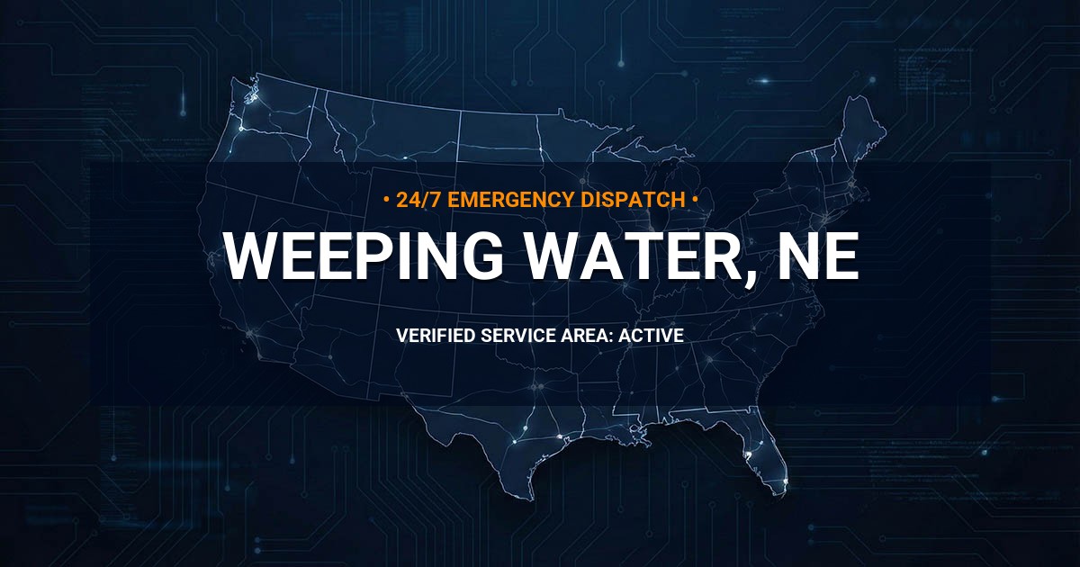 Emergency Plumbing Dispatch Map for Plumbing Services: Weeping Water, NE