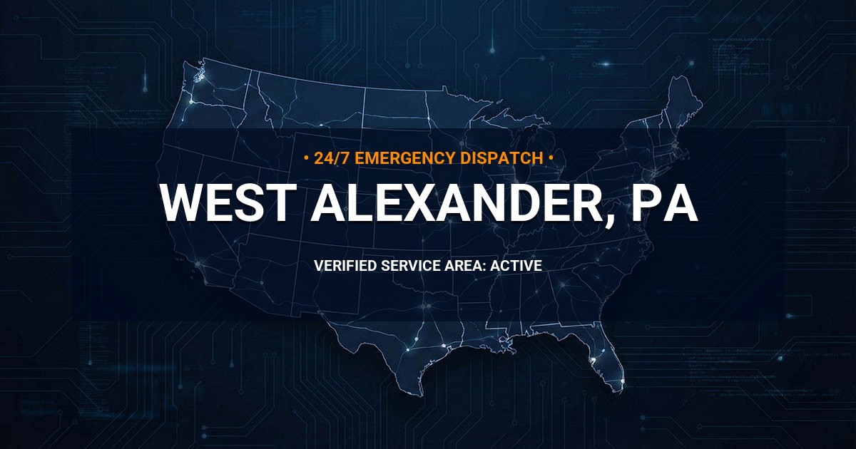 Emergency Plumbing Dispatch Map for Plumbing Services: West Alexander, PA