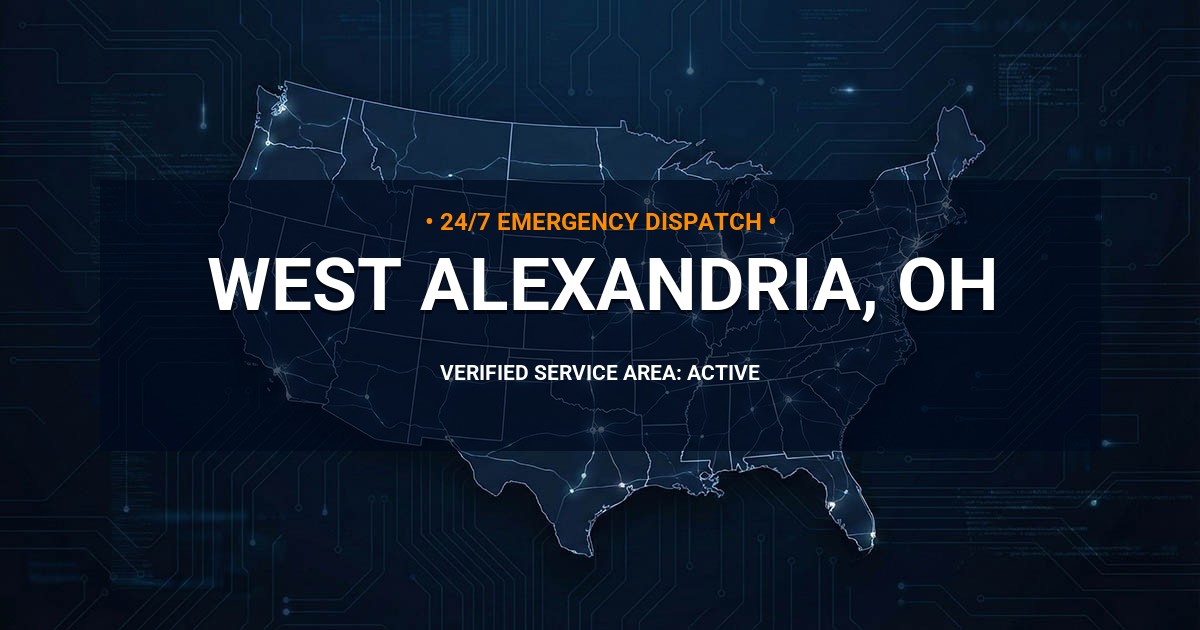 Emergency Plumbing Dispatch Map for Plumbing Services: West Alexandria, OH
