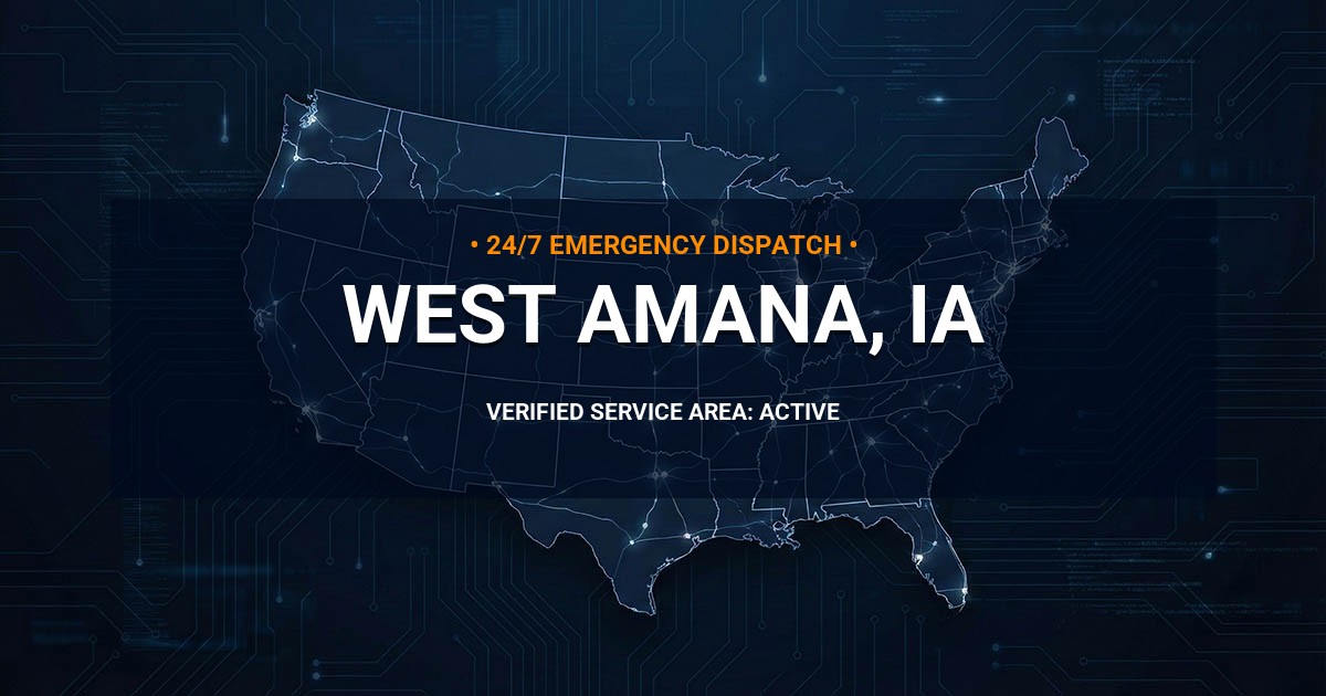 Emergency Plumbing Dispatch Map for Plumbing Services: West Amana, IA