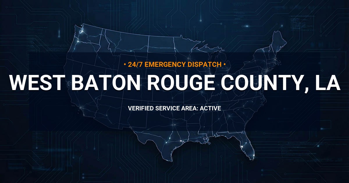 Emergency Plumbing Dispatch Map for West Baton Rouge County Plumbing Logistics