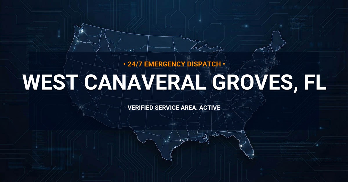 Emergency Plumbing Dispatch Map for Plumbing Services: West Canaveral Groves, FL